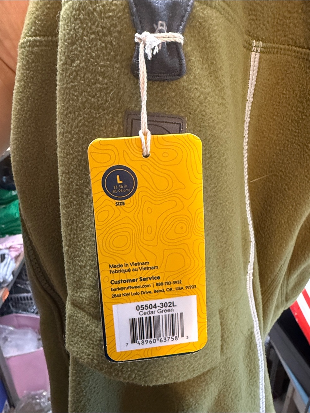 RuffWear Cedar Green Zip-Up Dog Fleece Jacket